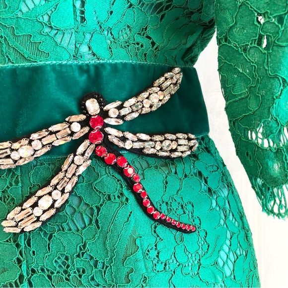 green lace gucci dress Hunter Green Glitter Maxi Dress With Slit And Open Back